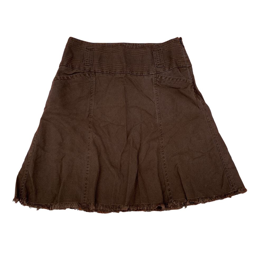 Ann Taylor Brown Knee Length Denim Skirt Coastal Cowgirl Western Size 4
